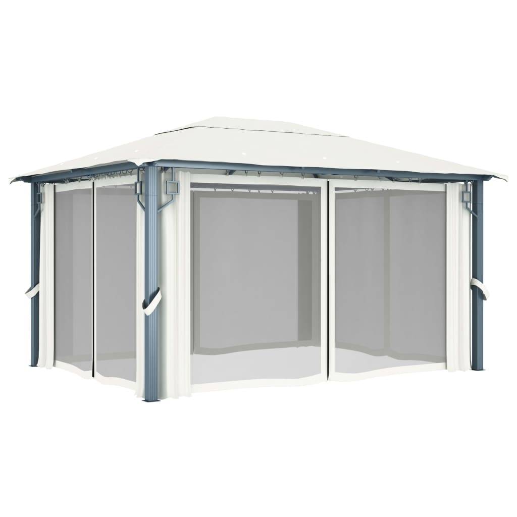 PANGIVO - Tonnelle aluminium crème 400 x 300 x 270 cm avec rideaux - PANGIVO - Image 4