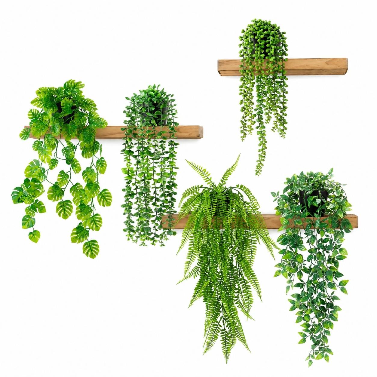 Lot de 5 Plantes Artificielles Suspendues Avec Pot Sans Entretien Réaliste Pour Intérieur - Image 1