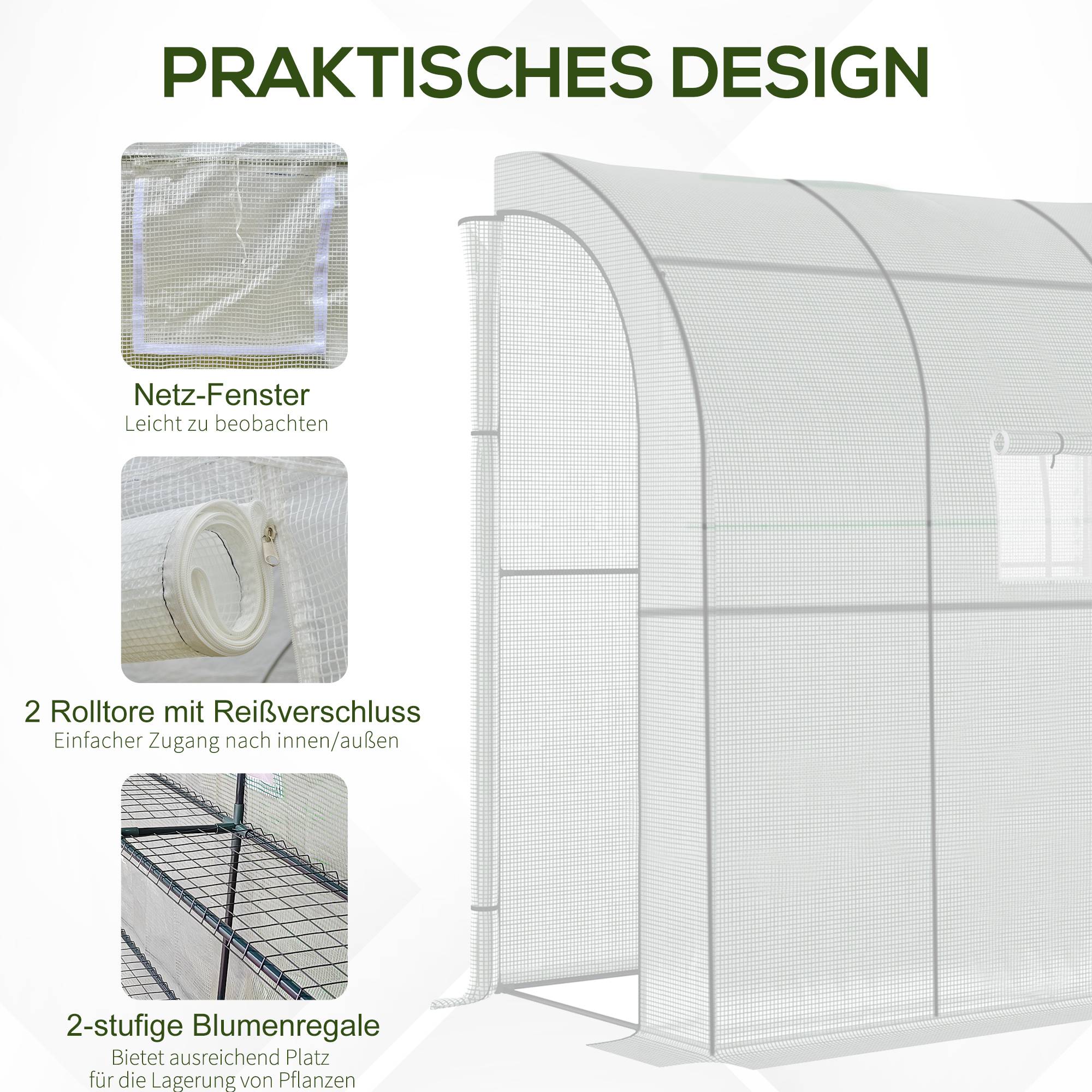 ComfortXL - Serre Adossée Tomates Acier PE Jardin Protection Hivernage 200x100x215cm Blanc - ComfortXL Outdoor Living - Image 6