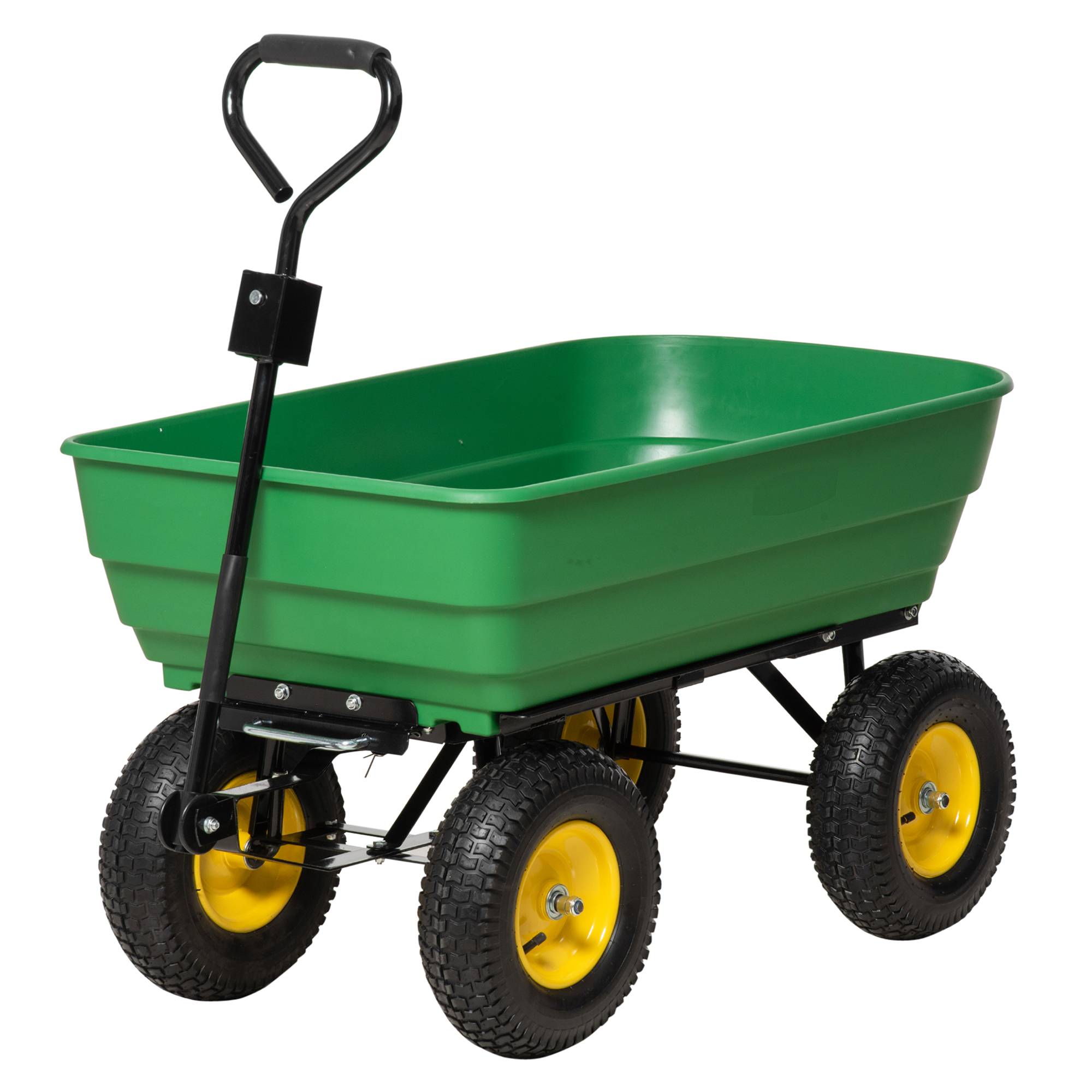 Chariot de jardin acier plastique extérieur benne basculante 125L 118x58x102cm vert - ComfortXL Outdoor Living - Image 2