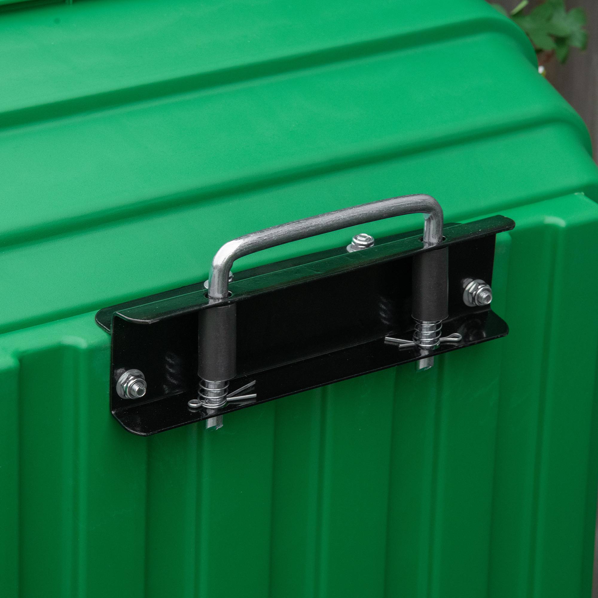 Chariot de jardin acier plastique extérieur benne basculante 125L 118x58x102cm vert - ComfortXL Outdoor Living - Image 10