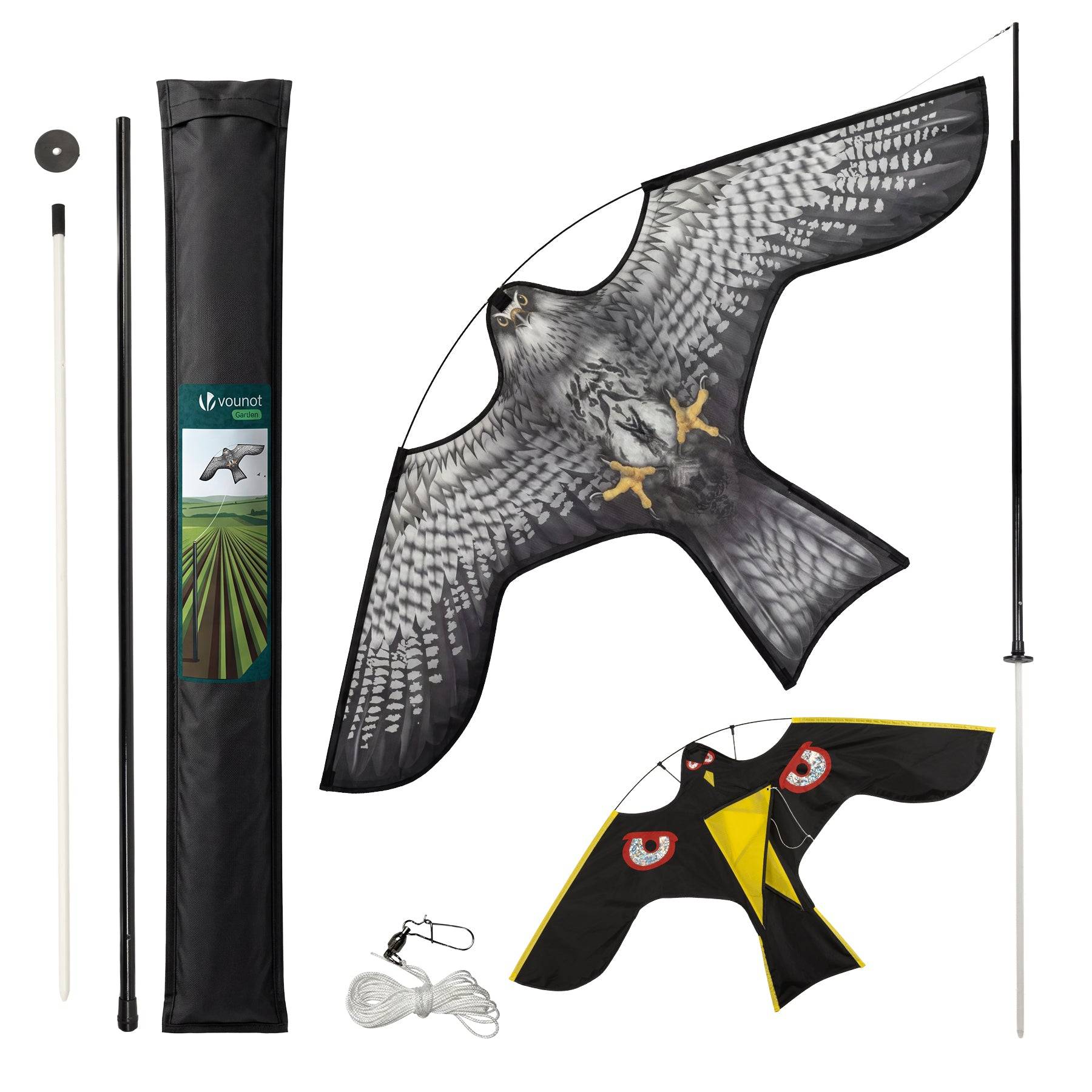 Lot de 2 Cerf volant anti oiseaux effaroucheur avec mat Faucon modele C et G - Image 1