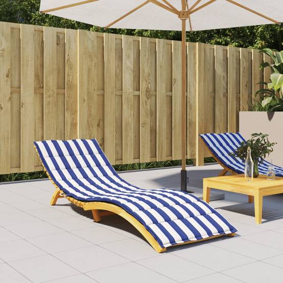 Coussin de Transat Tissu Oxford Imperméable Confortable pour Extérieur Rayures Bleues Blanches 200x60cm – ComfortXL Outdoor Living - Image 1