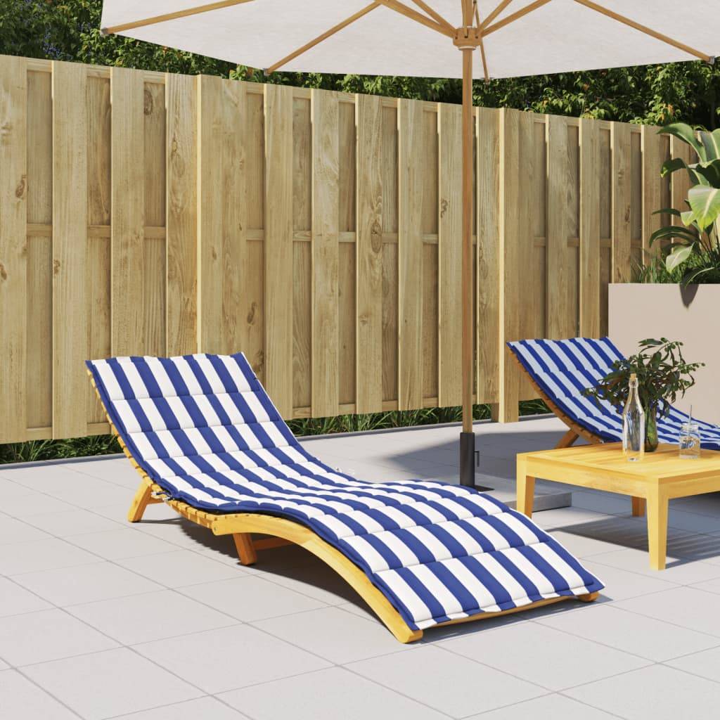 Coussin de Transat Tissu Oxford Imperméable Confortable pour Extérieur Rayures Bleues Blanches 200x60cm – ComfortXL Outdoor Living - Image 1