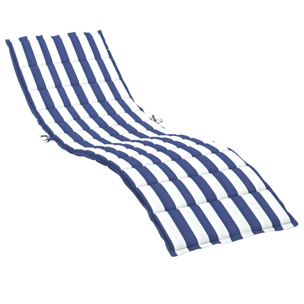 Coussin de Transat Tissu Oxford Imperméable Confortable pour Extérieur Rayures Bleues Blanches 200x60cm – ComfortXL Outdoor Living - Image 2