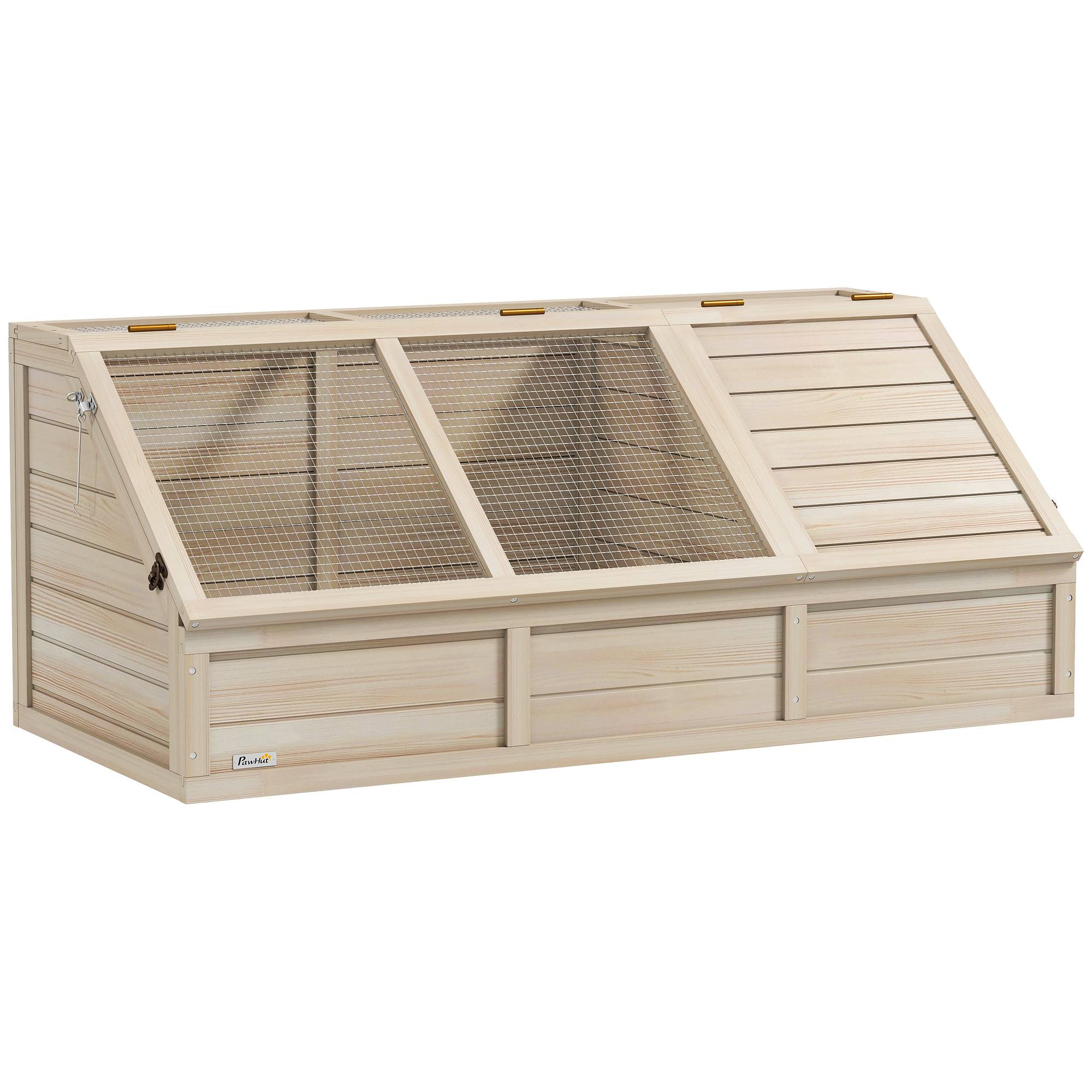 Sans Marque - Maison enclos cage pour petit animal tortue en bois avec couvercle ouvrable, loquets, 2 espaces distincts, bois naturel - Image 1