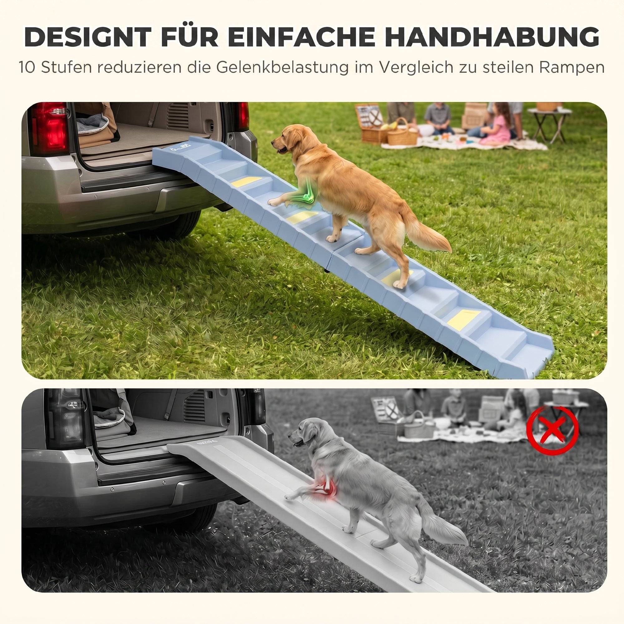 Sans Marque - Rampe auto pliable, 10 marches, grand chien -25kg, 154x40cm - Image 6