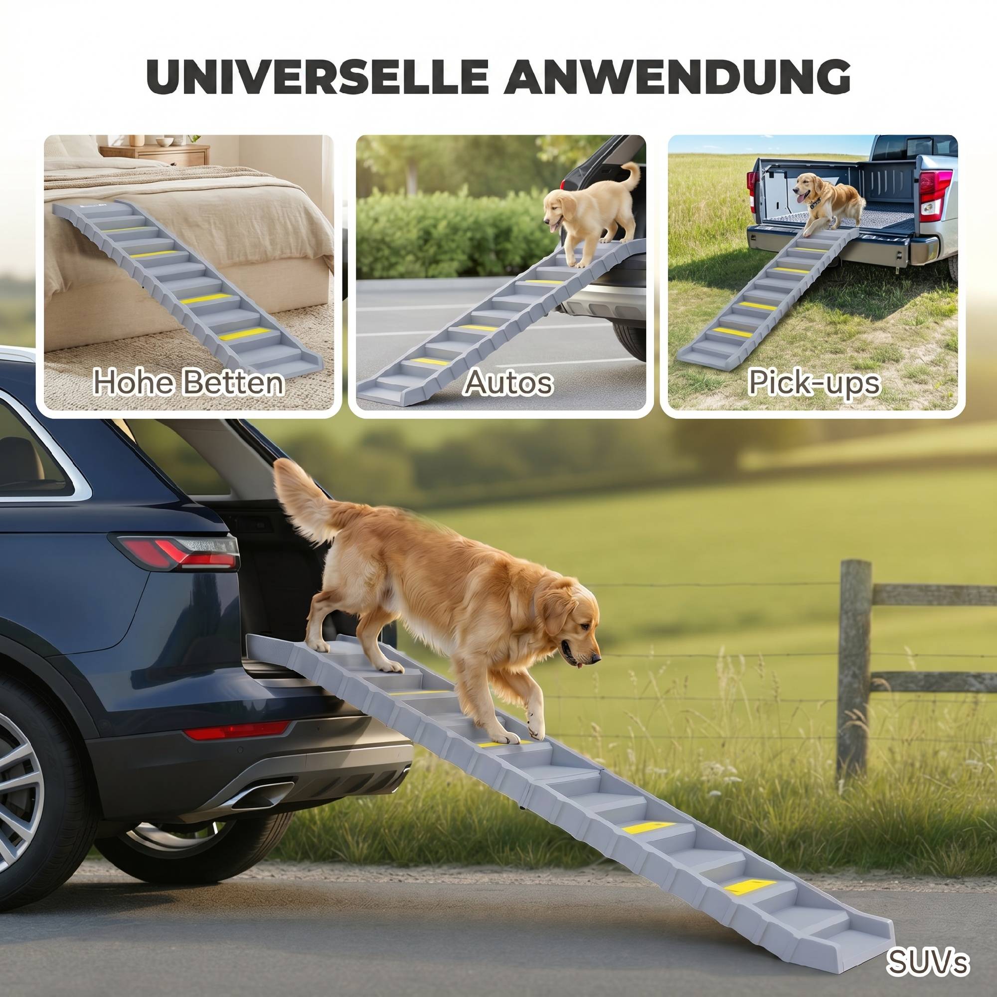 Sans Marque - Rampe auto pliable, 10 marches, grand chien -25kg, 154x40cm - Image 9