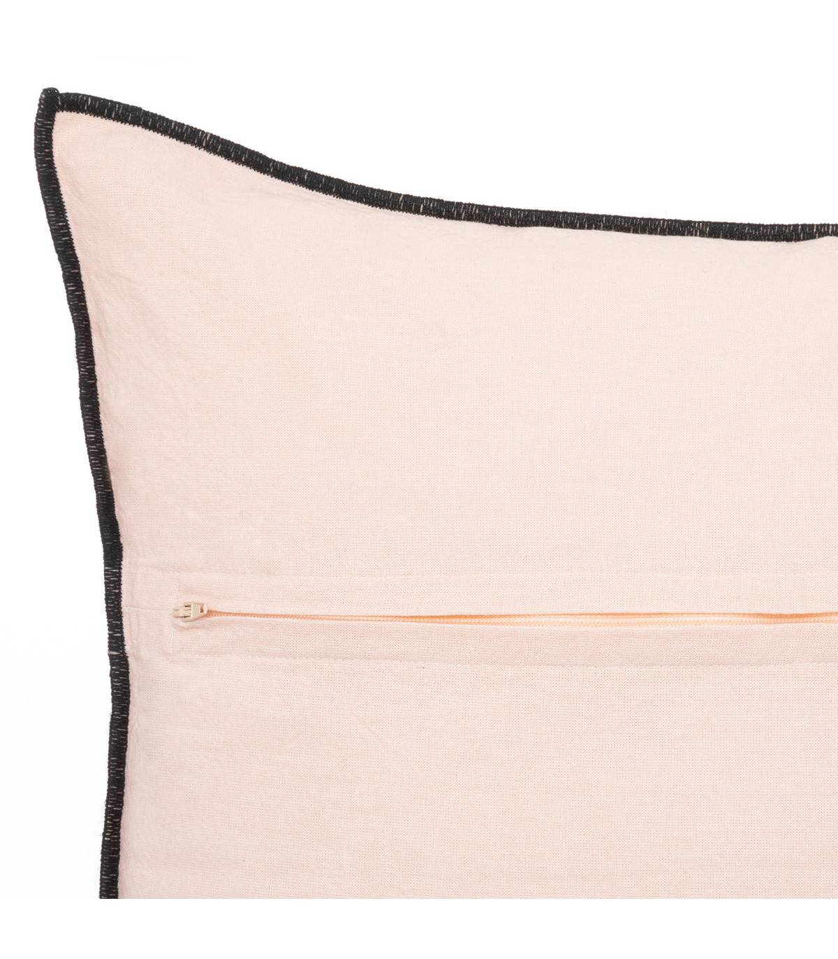 Coussin décoratif déhoussable en Lin et Coton Rose 45 x 45 cm - Image 2