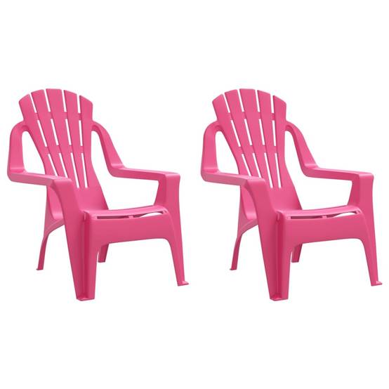 Lot de 2 Chaises de jardin pour enfants - Chaises d'extérieur - Fauteuils de jardin rose 37x34x44 cm PP - Image 1