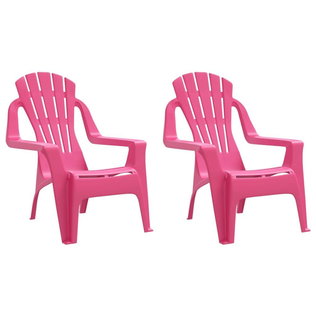 Lot de 2 Chaises de jardin pour enfants - Chaises d'extérieur - Fauteuils de jardin rose 37x34x44 cm PP - Image 1