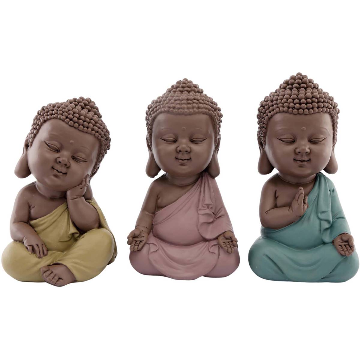 Sil - Bouddha enfant assis en résine (Lot de 3) - Image 1