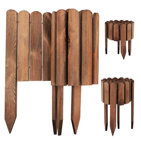3x Clôture bois rouleau Marron 20x200 cm – Bordure jardin flexible, séparation pelouse et plates-bandes - Image 2