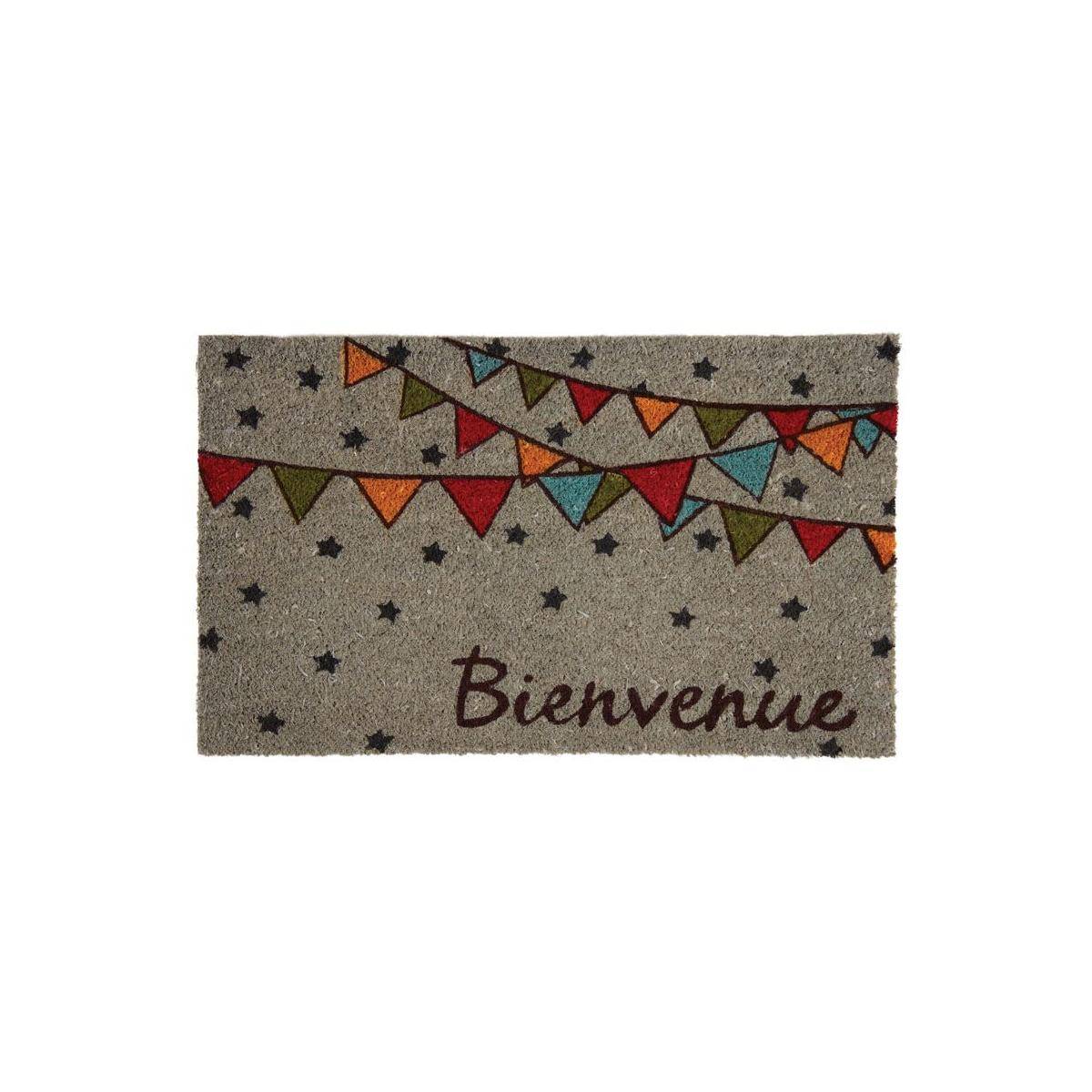 Aubry Gaspard - Paillasson coco teintée 75 x 45 cm Fanions bienvenue - Image 1