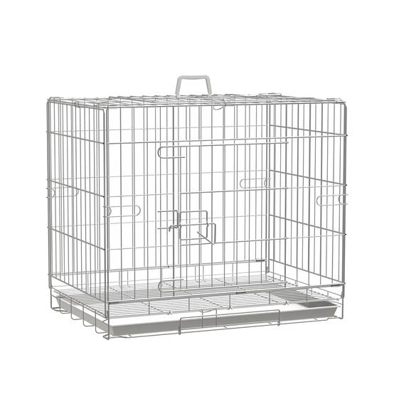 Cage transport petit chien métal galvanisé intérieur pliable porte supérieure 61cm - ComfortXL Outdoor Living - Image 1