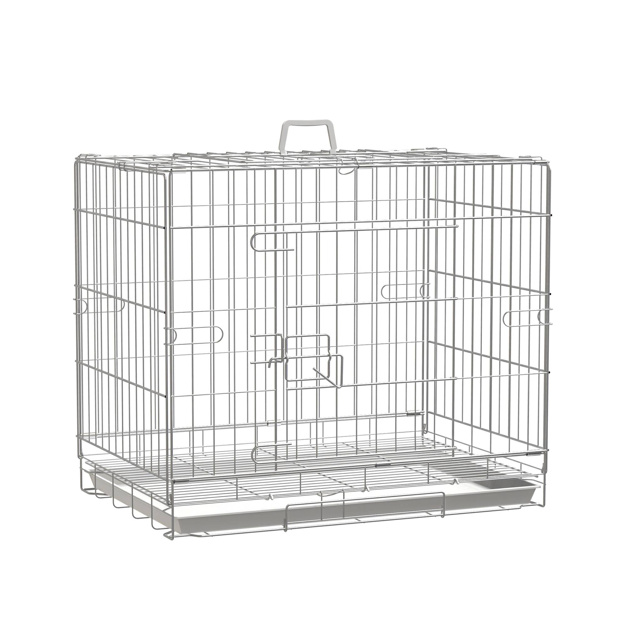 Cage transport petit chien métal galvanisé intérieur pliable porte supérieure 61cm - ComfortXL Outdoor Living - Image 1