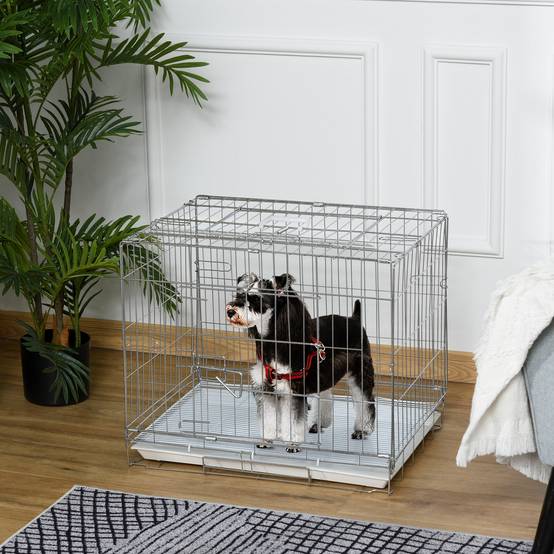 Cage transport petit chien métal galvanisé intérieur pliable porte supérieure 61cm - ComfortXL Outdoor Living - Image 3