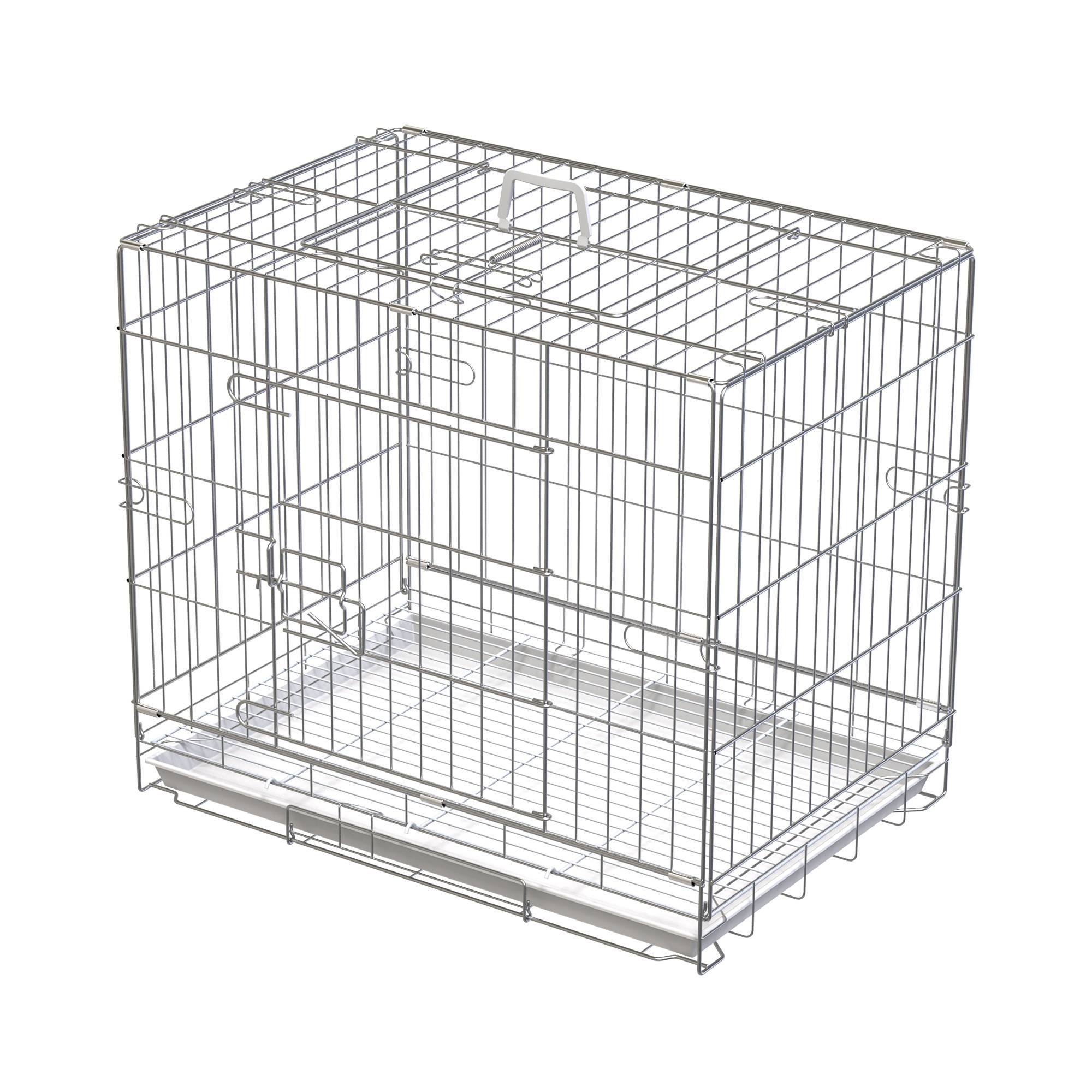 Cage transport petit chien métal galvanisé intérieur pliable porte supérieure 61cm - ComfortXL Outdoor Living - Image 2