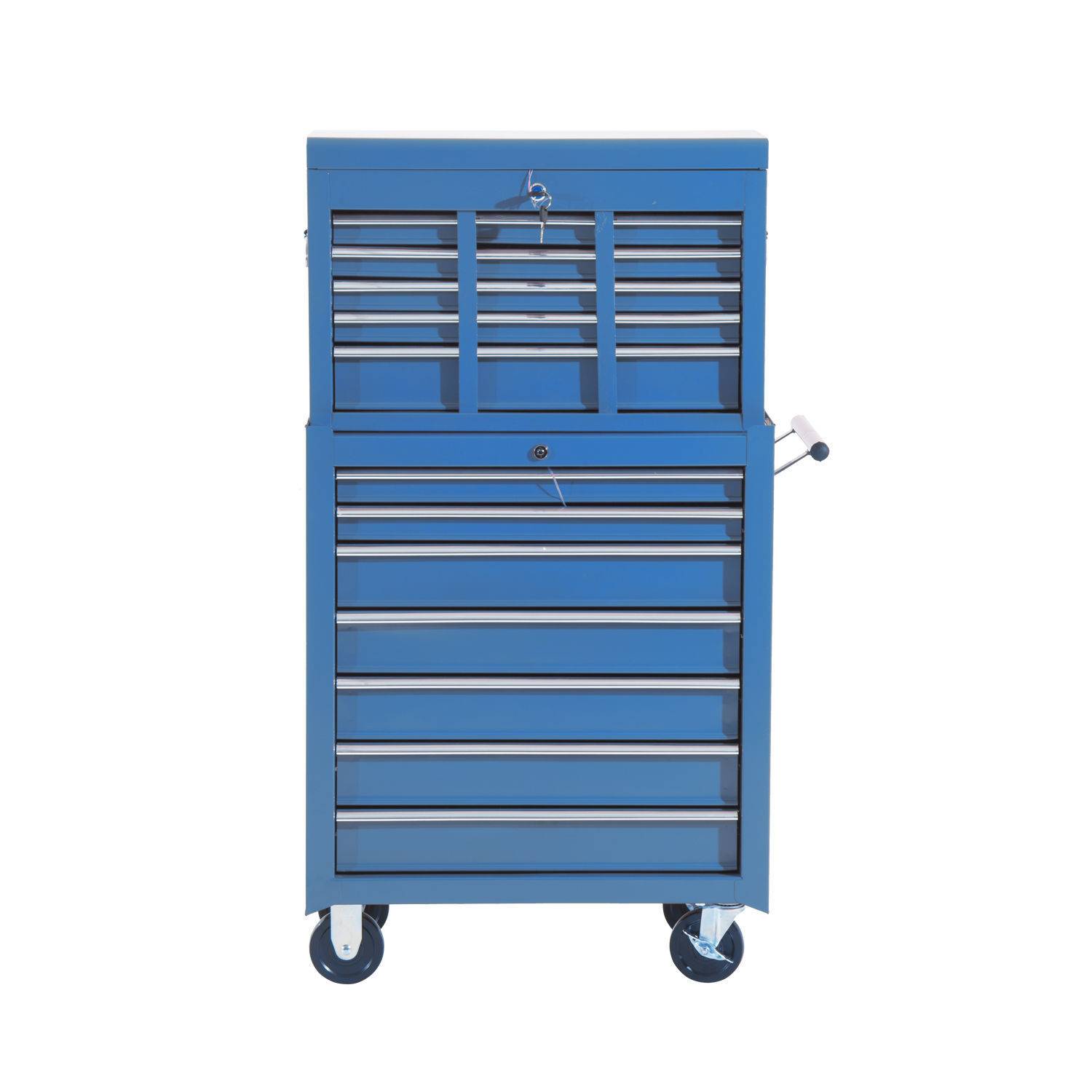 Sans Marque - Chariot atelier avec caisse, vide verrouillable, tiroirs, rangement, clé, tapis, bleu - Image 6