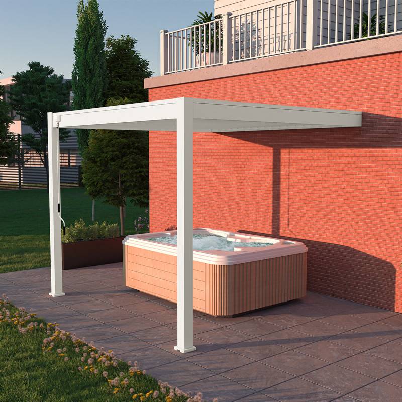 Ombrea - Pergola Bioclimatique Ombréa VS 3x3M adossée – Blanc V2 - Image 6