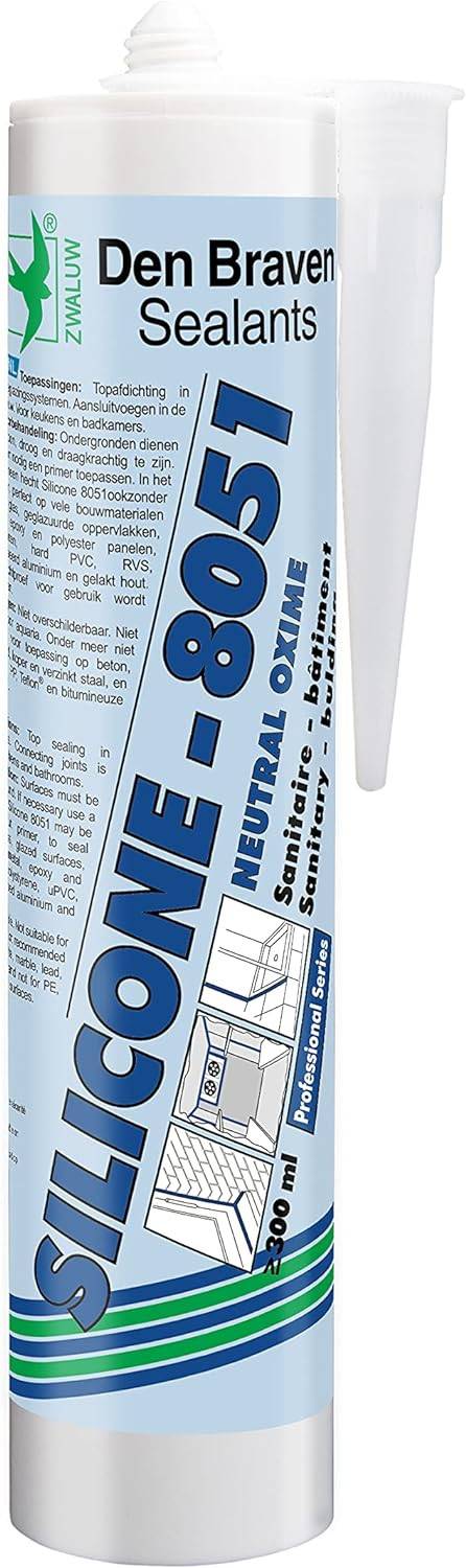Mastic silicone neutre bâtiment et sanitaire Blanc 8051 (300 ml) | 30623546 - Den Braven