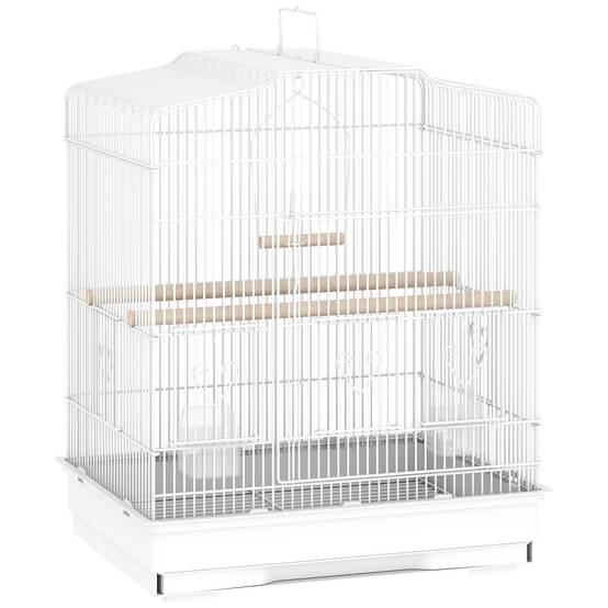 ComfortXL - Cage à oiseaux acier blanc 46,5 x 36 x 59 cm pour perruches petits oiseaux avec tiroir amovible et mangeoires - Image 10