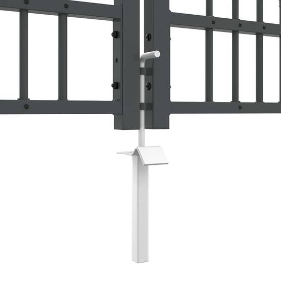 Portail Jardin Double Battant Acier Style Fer Forgé Pointe de Lance 404x151 cm Gris - ComfortXL Outdoor Living - Image 7