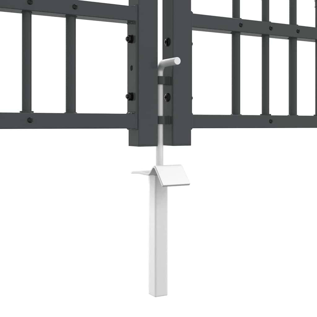Portail Jardin Double Battant Acier Style Fer Forgé Pointe de Lance 404x151 cm Gris - ComfortXL Outdoor Living - Image 7