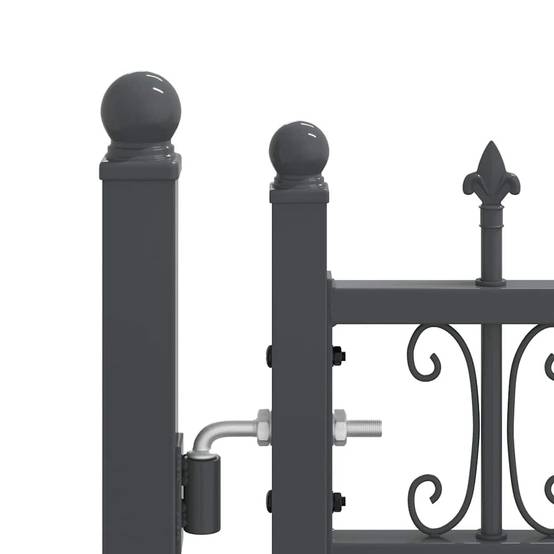 Portail Jardin Double Battant Acier Style Fer Forgé Pointe de Lance 404x151 cm Gris - ComfortXL Outdoor Living - Image 5