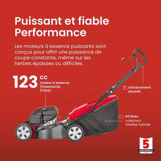 Tondeuse HP42, 123cc, largeur 41 cm, bac 60L - MOUNTFIELD - Image 2