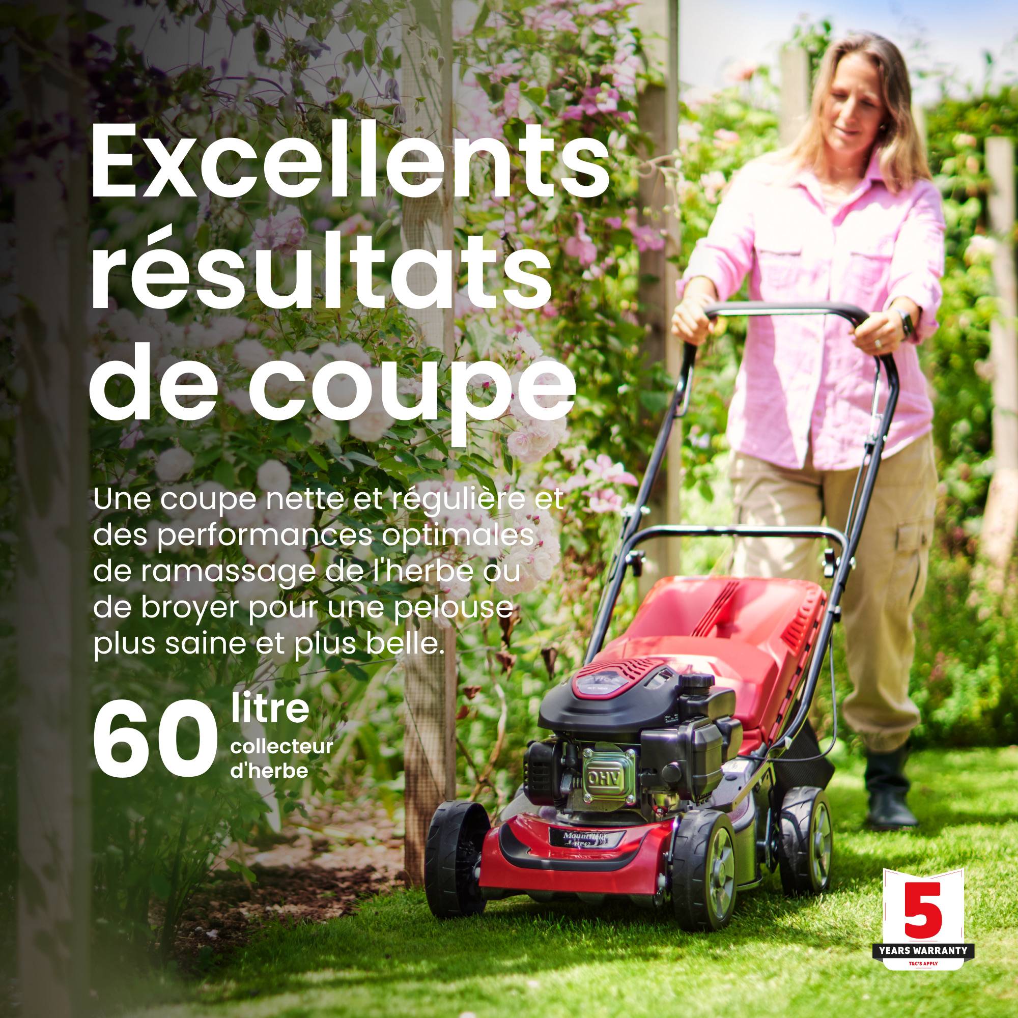Tondeuse HP42, 123cc, largeur 41 cm, bac 60L - MOUNTFIELD - Image 3