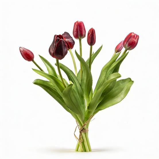 Bouquet de tulipes artificielles rouge profond - 7 tiges - 42 cm - Ø10cm - Plante artificielle - Image 1