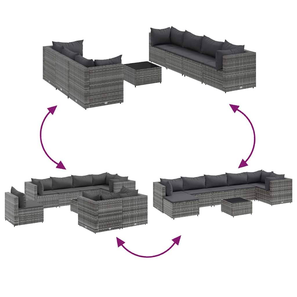 Vidaxl - Salon de jardin 8 pcs avec coussins Gris Résine tressée vidaXL 3308234 - Image 8