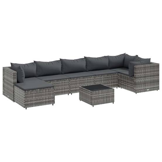 Vidaxl - Salon de jardin 8 pcs avec coussins Gris Résine tressée vidaXL 3308234 - Image 2