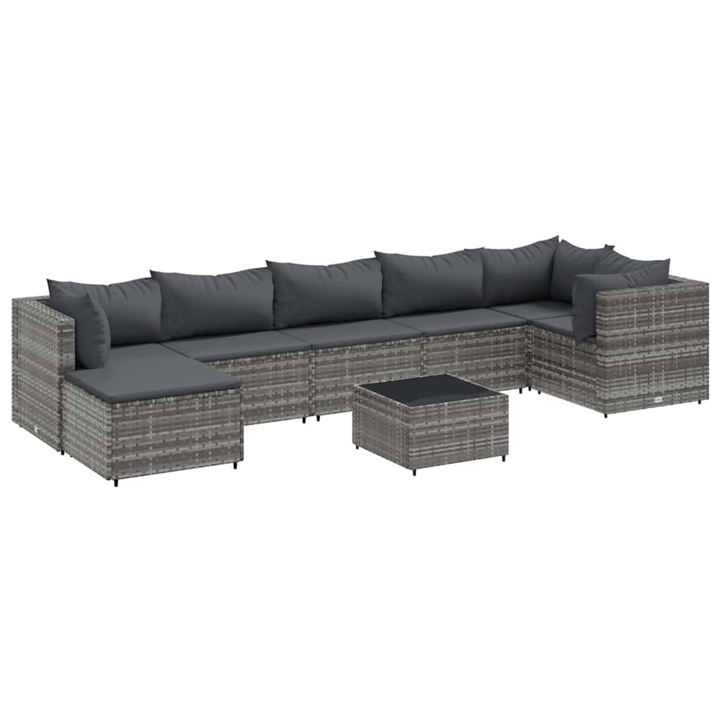 Vidaxl - Salon de jardin 8 pcs avec coussins Gris Résine tressée vidaXL 3308234 - Image 2