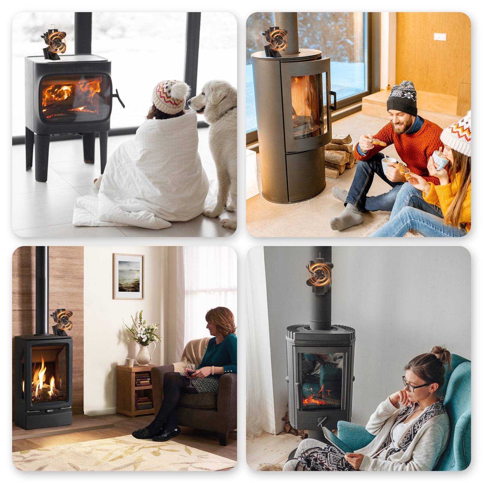 Valiant Ventilateur de poêle à chaleur magnétique Remora (FIR350), noir