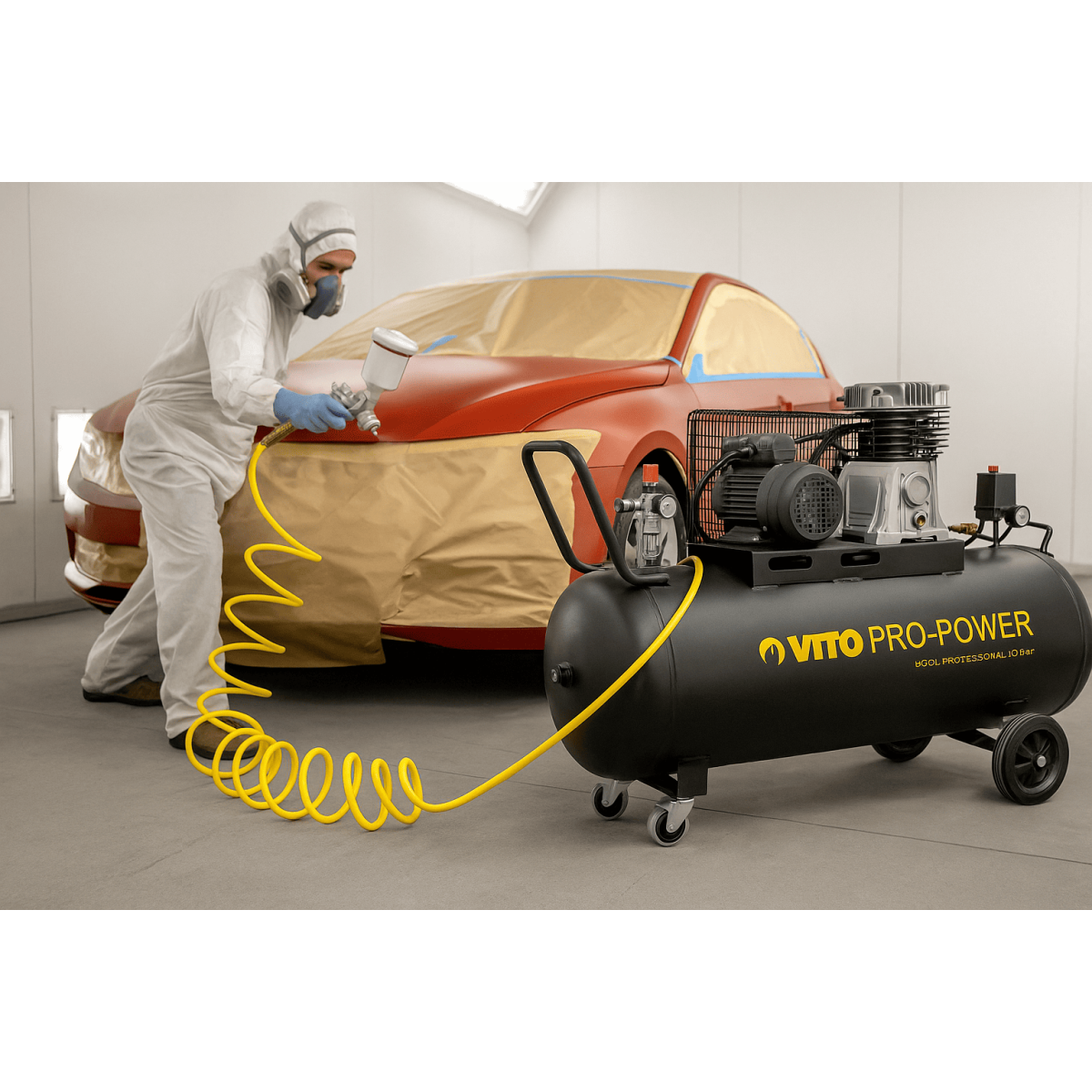 Vito - Compresseur d'air 200L 10Bar 400L/min + Clé à choc pneumatique 310Nm + Outils de Gonflage Soufflage Peinture Garage Atelier VITO - Image 4