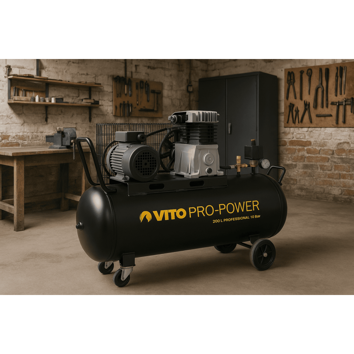 Vito - Compresseur d'air 200L 10Bar 400L/min + Clé à choc pneumatique 310Nm + Outils de Gonflage Soufflage Peinture Garage Atelier VITO - Image 2