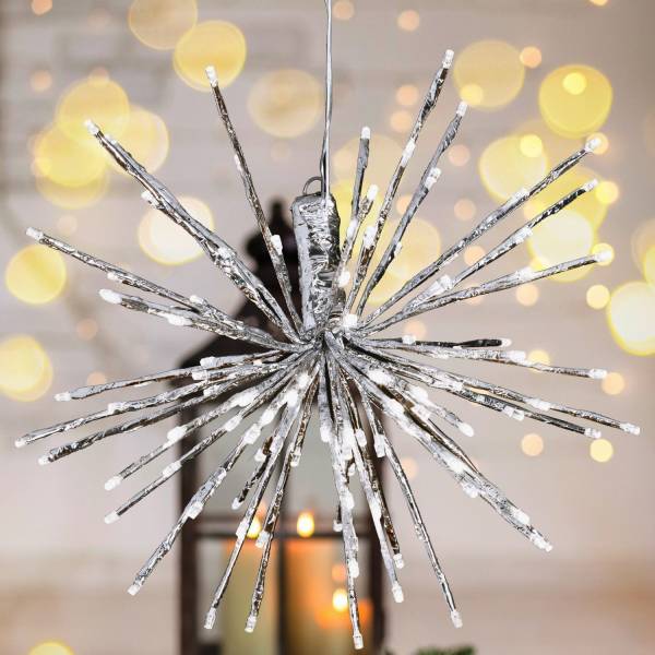 Lotti - Boule lumineuse à branches argentée 30cm 80 LED blanc froid flash Lotti - Image 2
