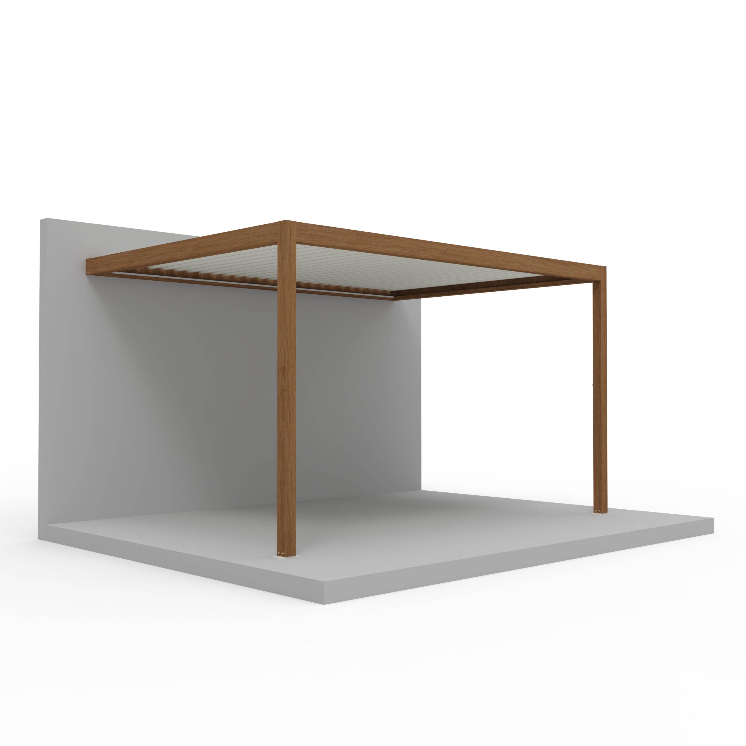 Pergola Bioclimatique Adossée Motorisée Éclairée Aluminium 4x3 Aspect Bois SV ORIAL France - Image 3