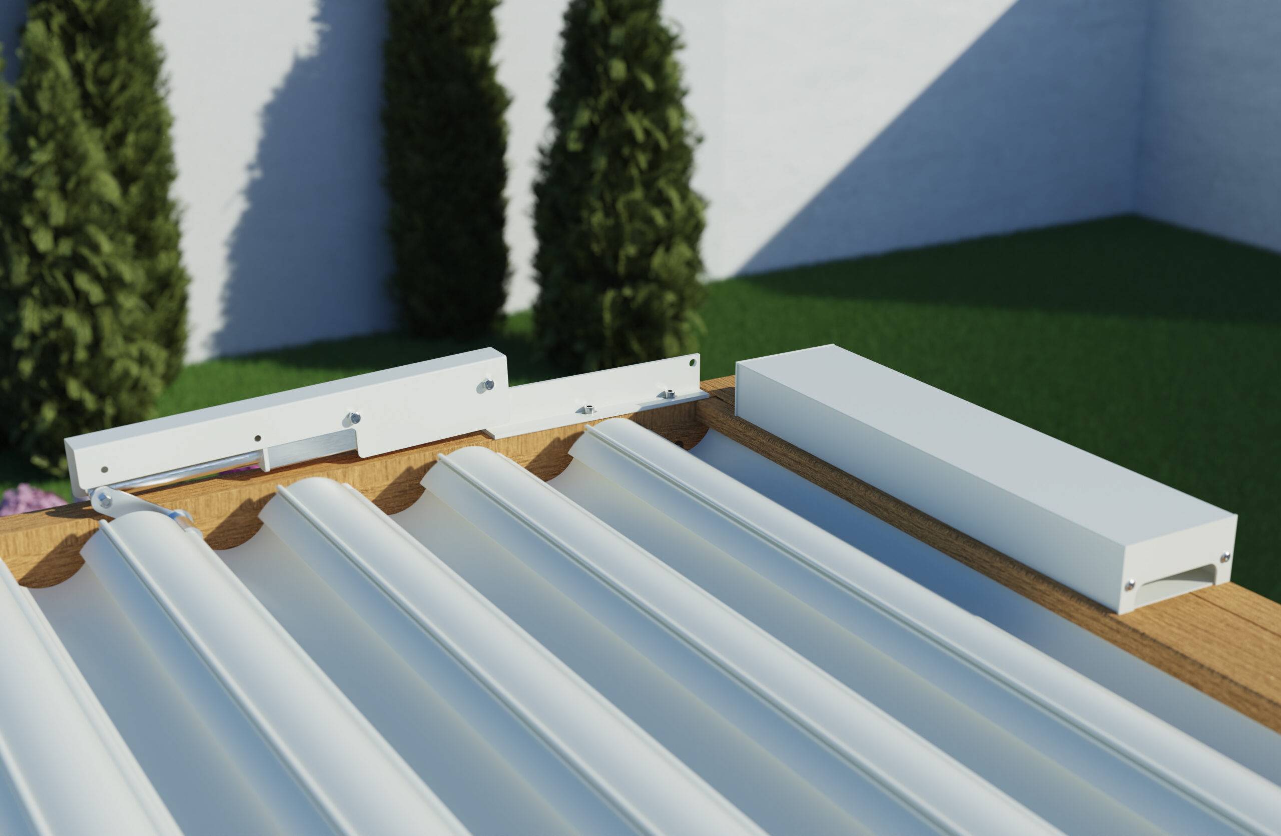 Pergola Bioclimatique Adossée Motorisée Éclairée Aluminium 4x3 Aspect Bois SV ORIAL France - Image 7