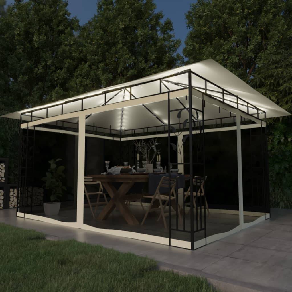 ComfortXL - Pavillon Rectangulaire Acier avec Moustiquaire et Éclairage LED Solaire pour Jardin Crème 4x3 m – ComfortXL Outdoor Living - Image 1