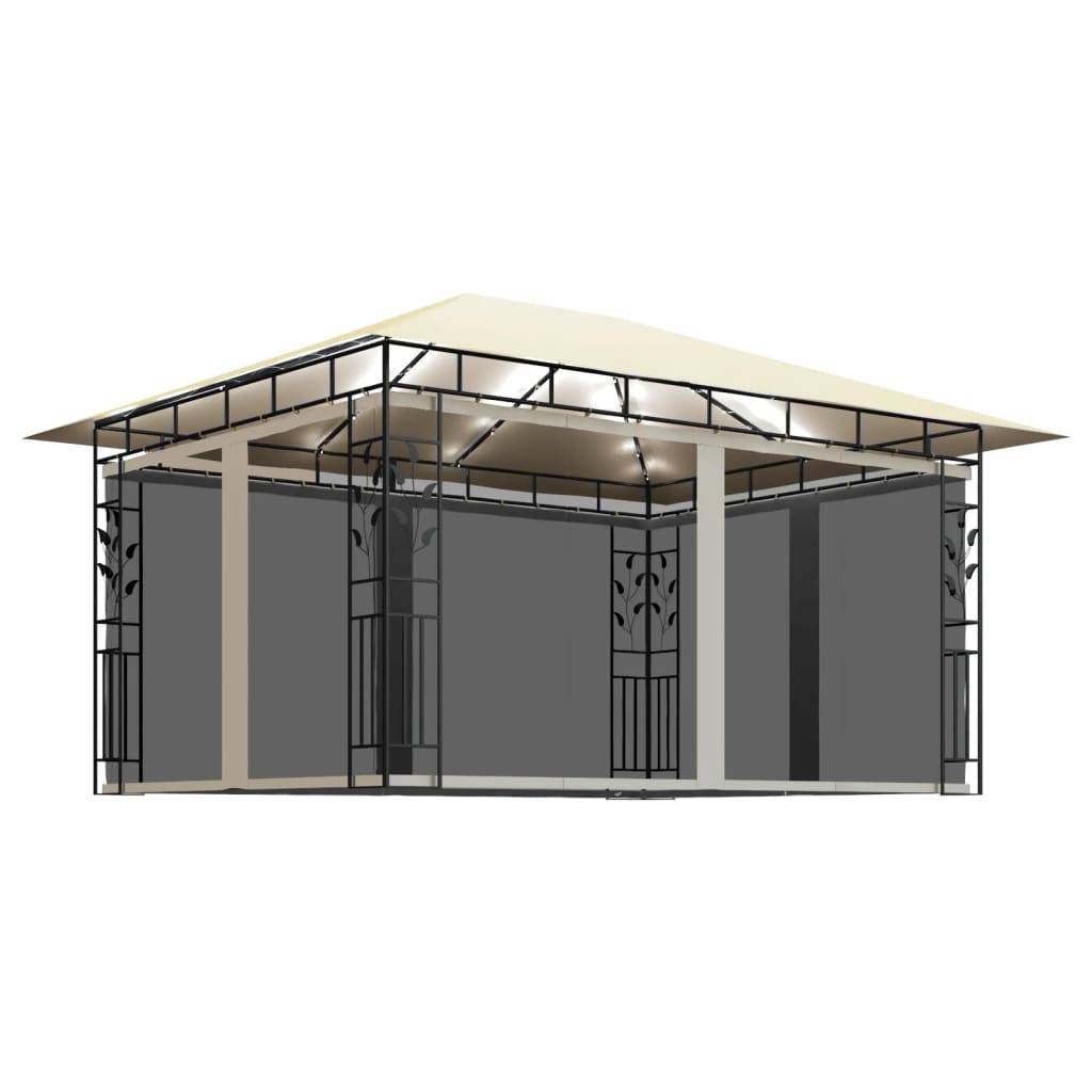 ComfortXL - Pavillon Rectangulaire Acier avec Moustiquaire et Éclairage LED Solaire pour Jardin Crème 4x3 m – ComfortXL Outdoor Living - Image 2