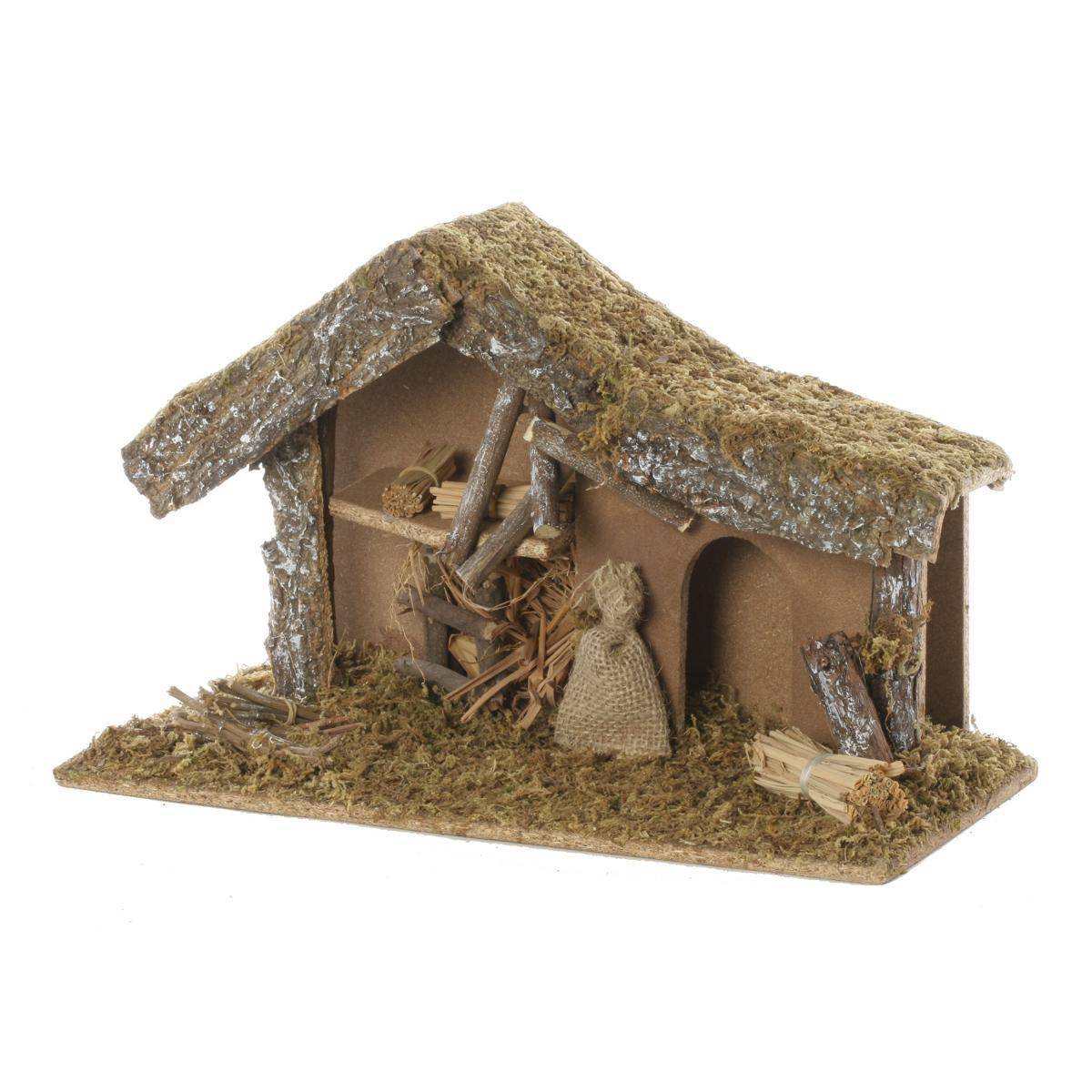 Fééric Lights & Christmas - Crèche à garnir avec mousse et écorces H.24cm - Atmosphera Créateur d'intérieur