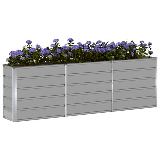 ComfortXL - Jardinière haute XXL 240 cm acier brise-vue pour terrasse jardin 240x40x75 cm Gris clair - ComfortXL Outdoor Living - Image 3
