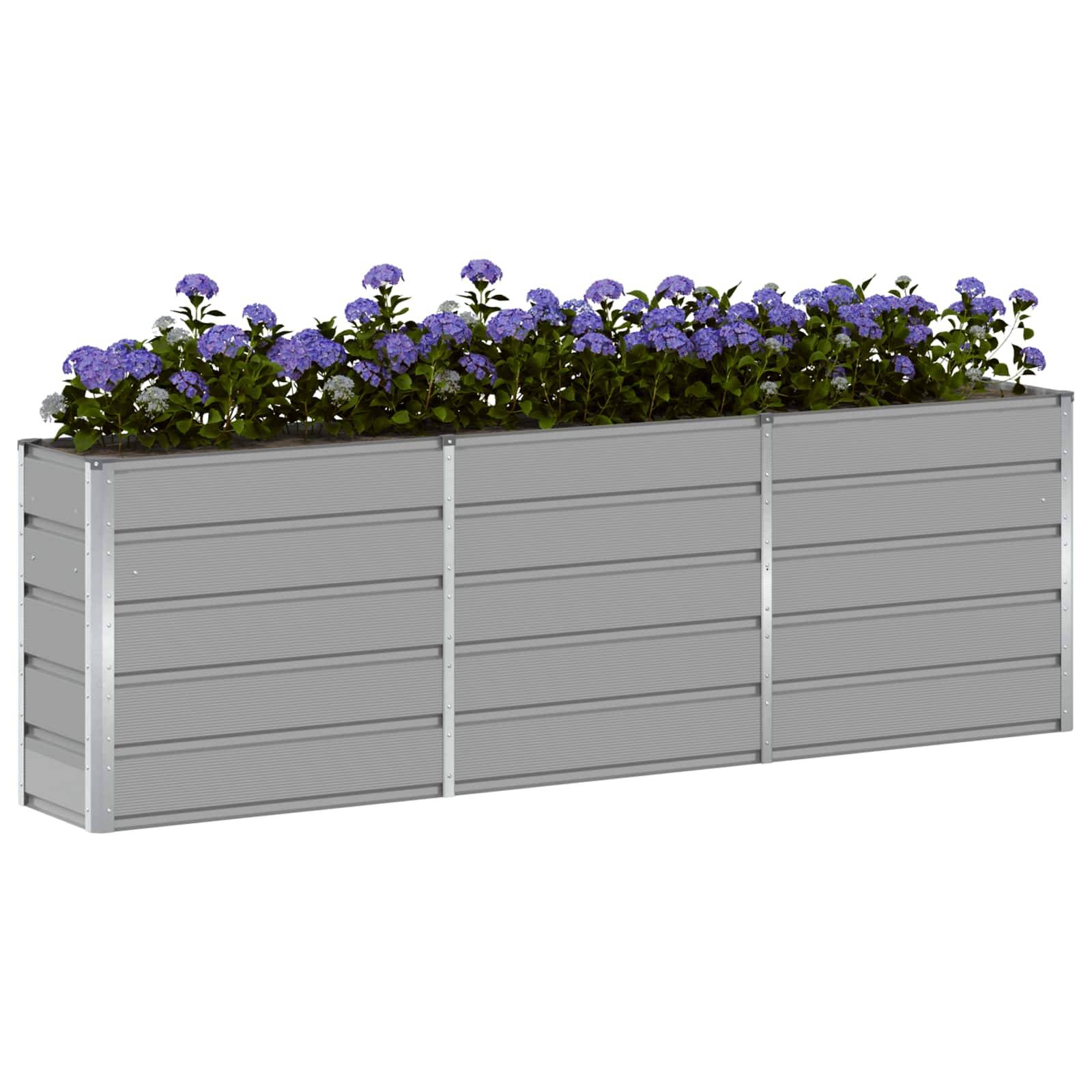 ComfortXL - Jardinière haute XXL 240 cm acier brise-vue pour terrasse jardin 240x40x75 cm Gris clair - ComfortXL Outdoor Living - Image 3