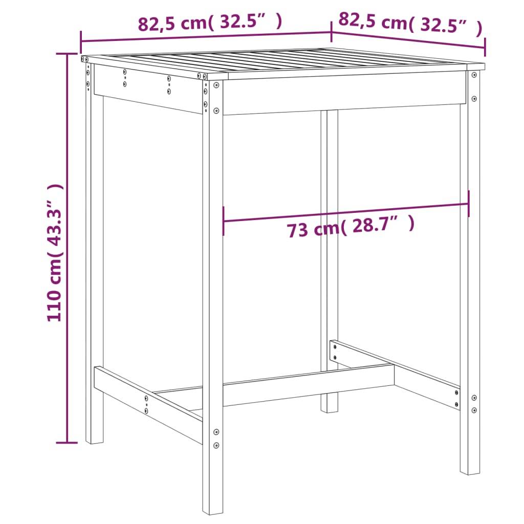 PANGIVO - Table de jardin bois massif pin noir 82,5 x 82,5 x 110 cm - PANGIVO - Image 7