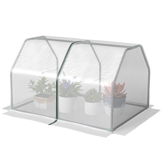 Mini serre jardin et balcon plastique PE et acier, fermeture zip, 99x71x60 cm - Image 2