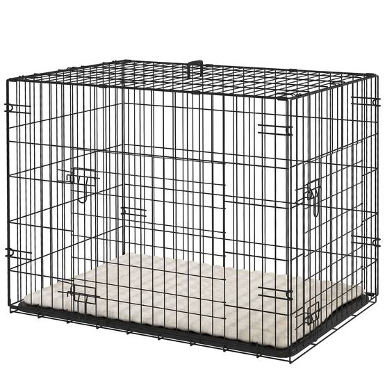 Cage transport pliable acier pour petit chien double porte 76x53x60cm noir - ComfortXL Outdoor Living - Image 2