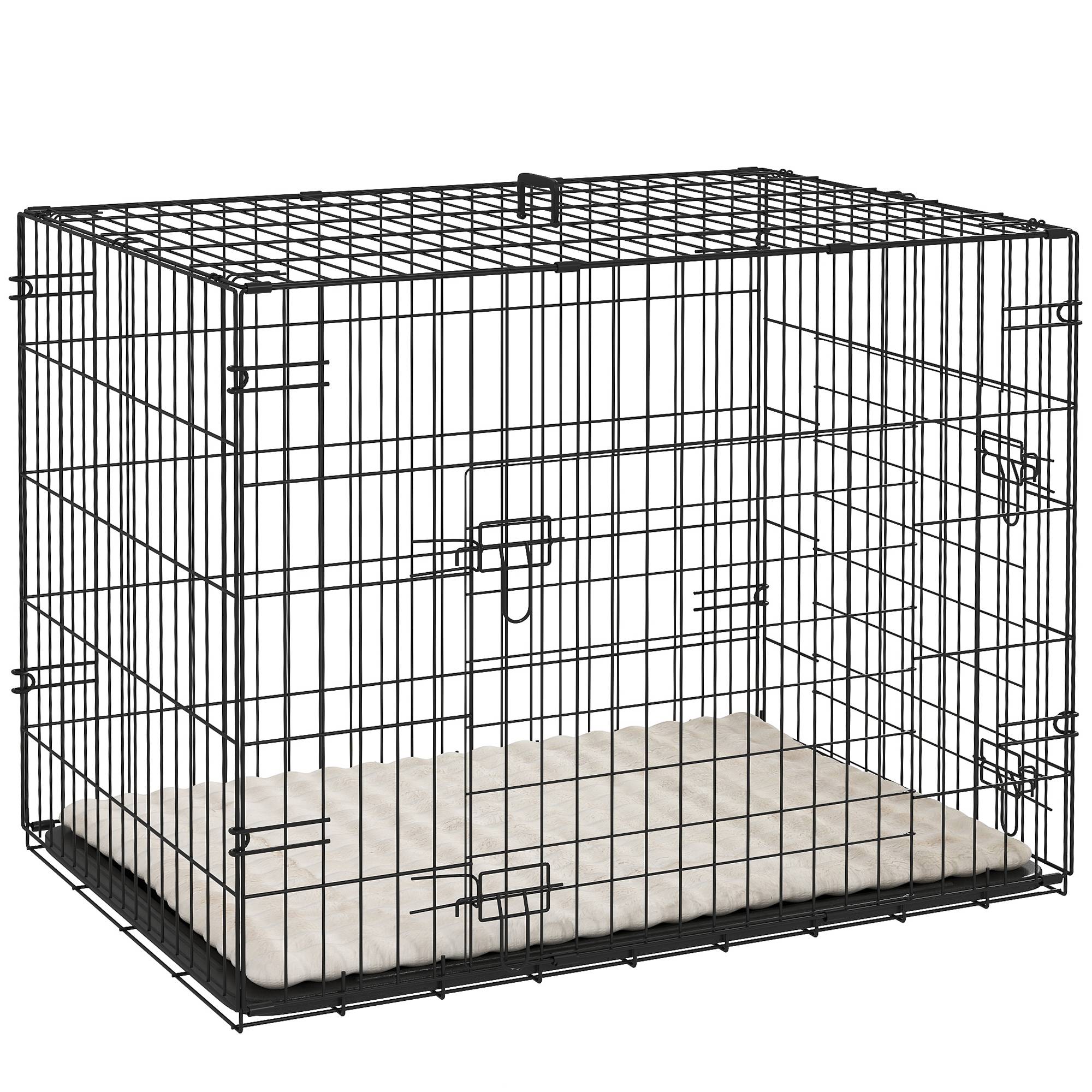 Cage transport pliable acier pour petit chien double porte 76x53x60cm noir - ComfortXL Outdoor Living - Image 1